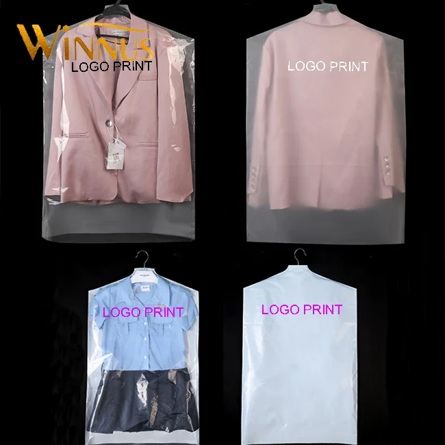 cheap custom logo print pvc dress clothing dust cover bags clear suit bag waterproof PE plastic garment cover for clothes