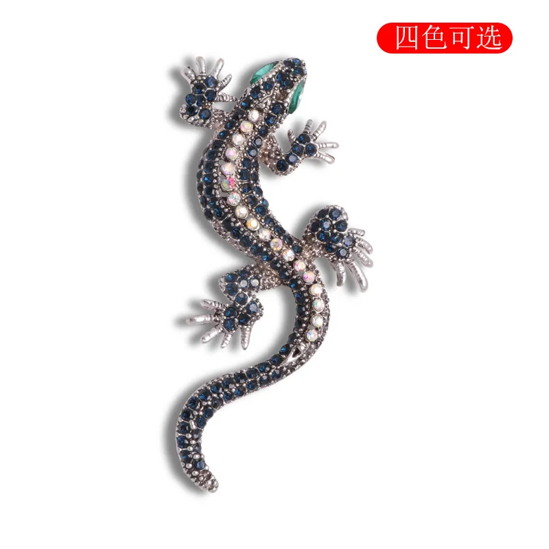 New Hot Sale Vintage Corsage Animal Lizard Brooch Diamond Alloy Unisex Accessory Brooch For Lady