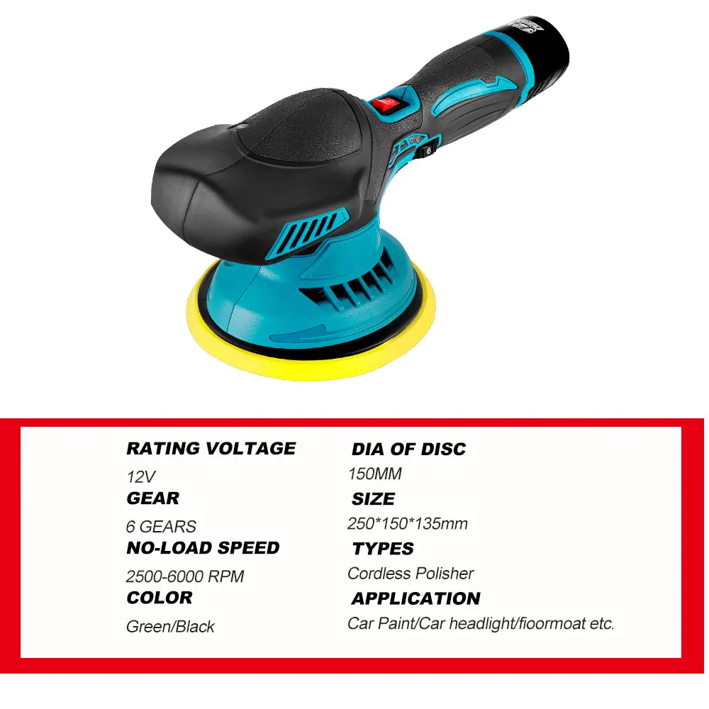 Cordless Mini Polisher 6Gears Car Polishing Machine 12V Electric Cars Polish Machines Adjustment Speed