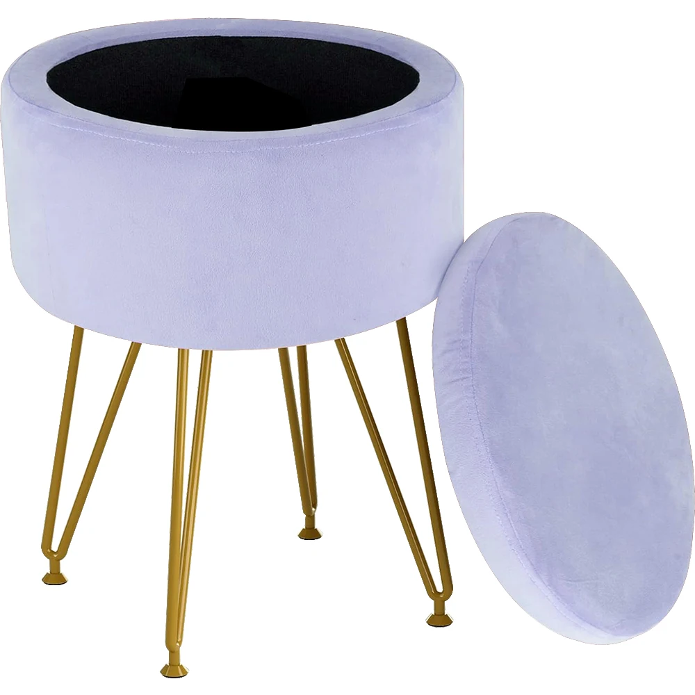 Vanity Seat Bedroom Makeup Pouffe Piano Chair Salmon Pink Velvet Furry Modern Accent Stools