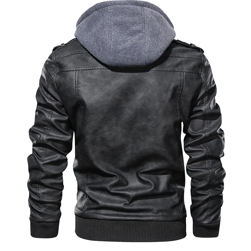 
2019 Autumn Mens Bomber Leather Jacket Chaqueta Hombre Cuero Long Sleeves Zip Black Motorcycle PU Leather Jackets 3XL Plus Size 