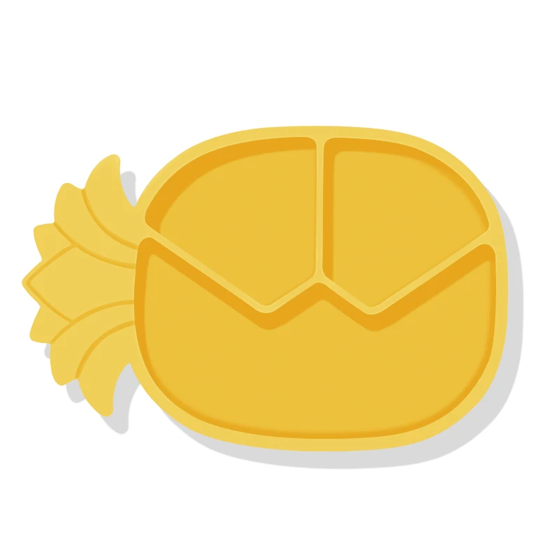 Food Grade Silicone Round Divided Plate Non-slip Unbreakable Feeding Suction Plate Silicone Baby Dish for Toddler Children