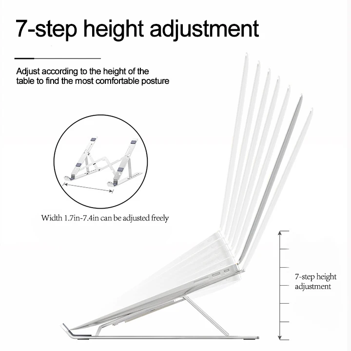 
Factory Direct 2021 Portable Alluminum Alloy Height Adjustable Foldable Laptop Stand for Macbook 
