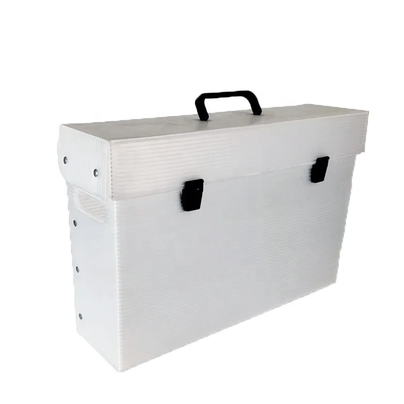 Waterproof PP Hollow Corrugated Plastic Hand File Box Business Office Carry On Thin Types Of Document Case