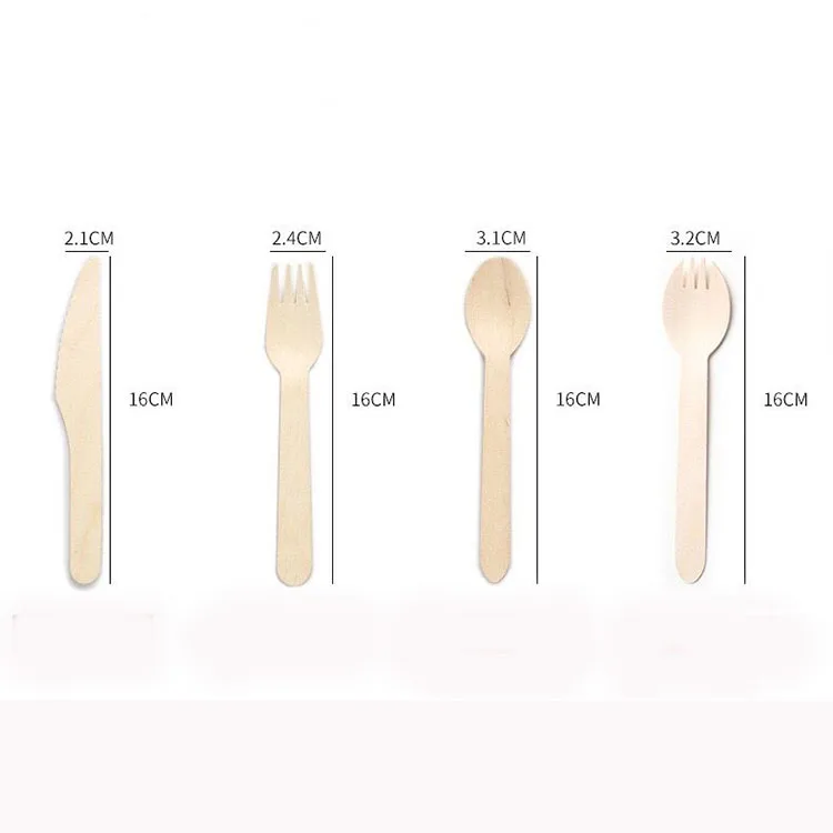 Disposable Wooden Cutlery Wooden Utensils Eco-friendly Wooden Spoon, Knife, Fork
