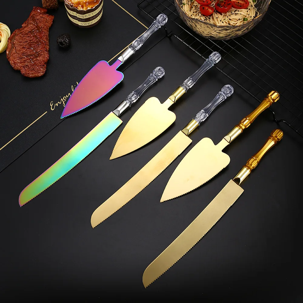 New crystal Handle Cake Cutting Knives with Shovel Design Cake Server and Knife Set for Cake Tools Genre