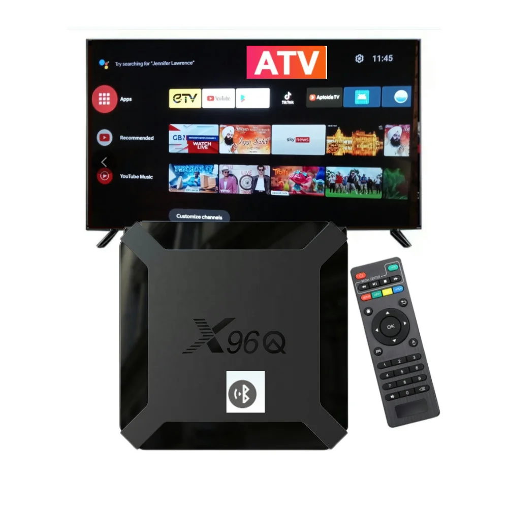 New ATV X96Q Android Tv Box 4k HD OTT Allwinner H313 2GB 16GB 2.4G Wifi Lifetime Free Show streaming Smart tv box Set-top Box