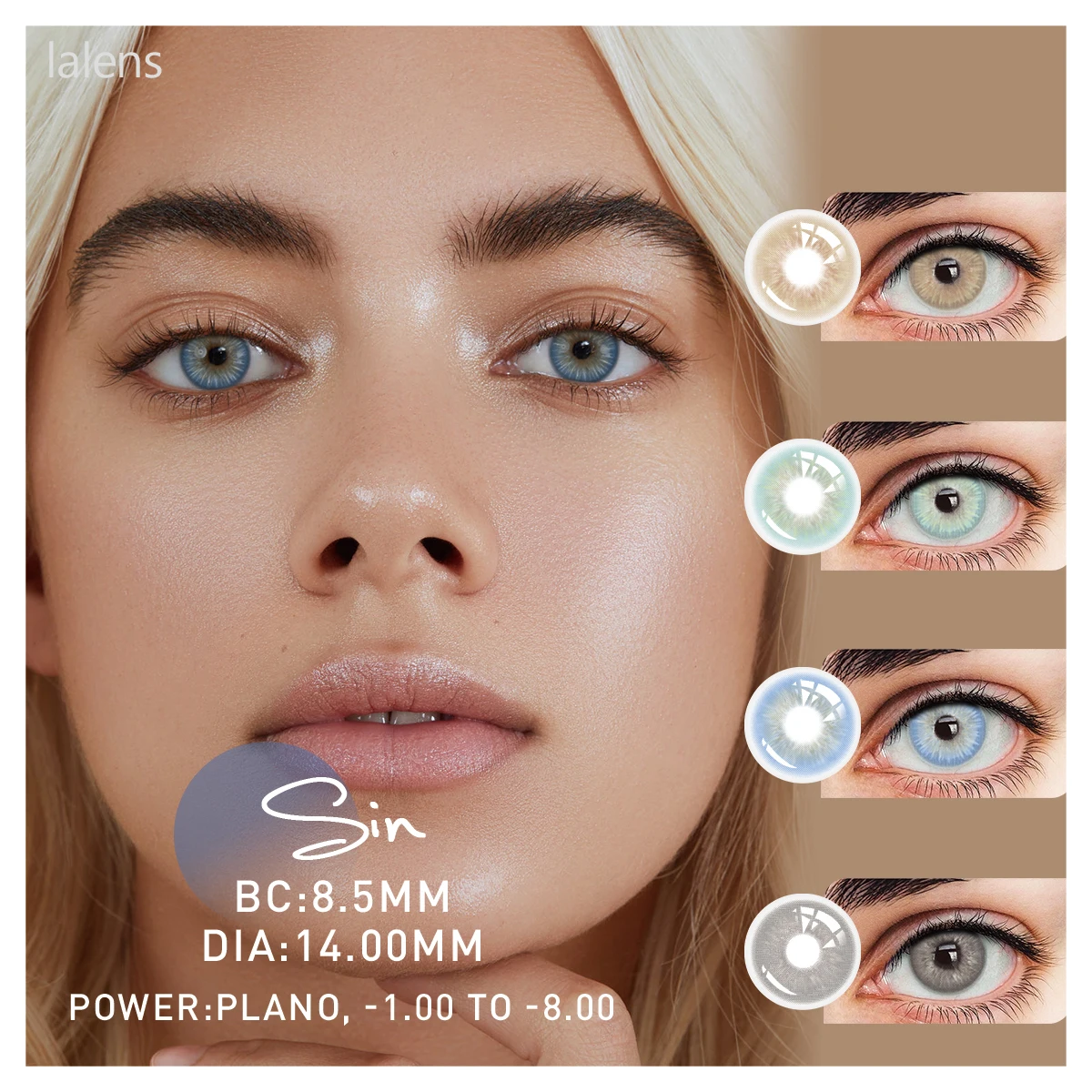 Lalens Men Light Brown Eye Sin Beauty Contact Lenses Fresh Look Wholesale 6 Months Prescription Glitter Colored Contact Lenses