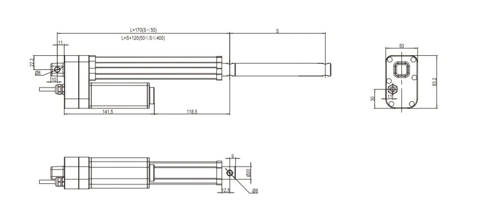 JIECANG Electric Lift System Mini Compact Wireless Controller Industrial Linear Actuator for Vent System