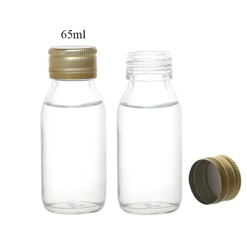 Logo custom 35ml 65ml 2oz 4oz empty glass materials bottles wholesale clear amber vials liquid medicine small wine bottle
