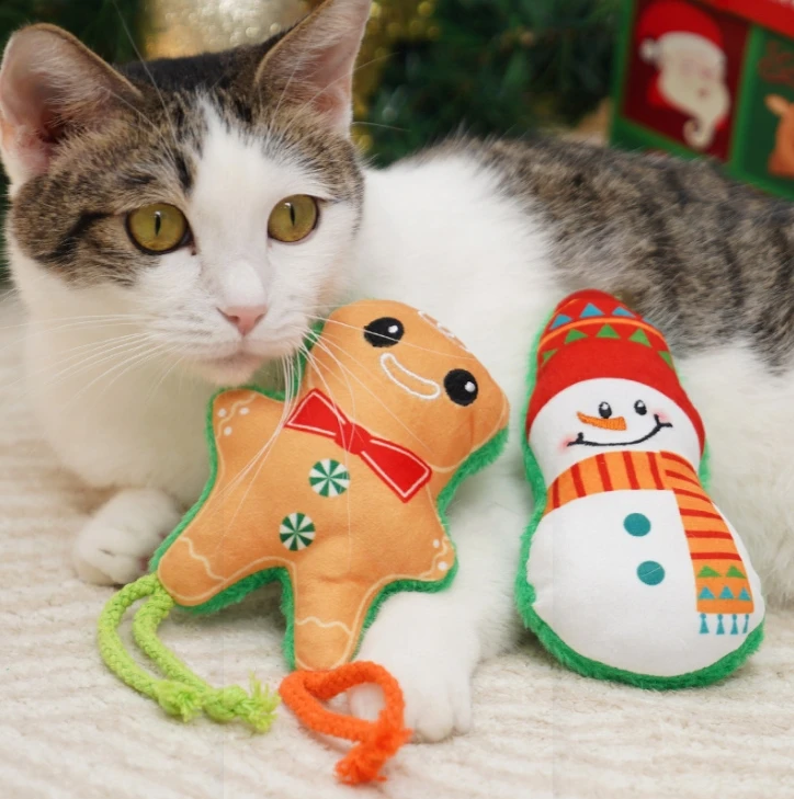 New Christmas Cat Toy With Catnip Bite Resistant Cute Cartoon Plush Cat Toys