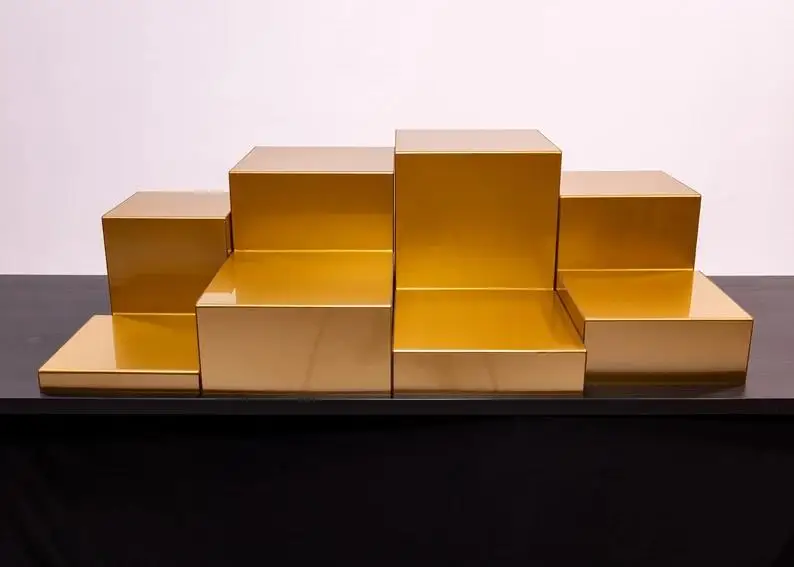 Low price Creative Dessert Table Decoration Cold Meal Stand Tea break Cake Snack Rack Acrylic Cube Buffet Food Display Risers