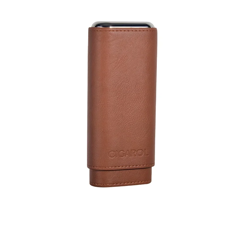 Factory wholesale for cigar 3 finger pu genuine leather cigar case holder