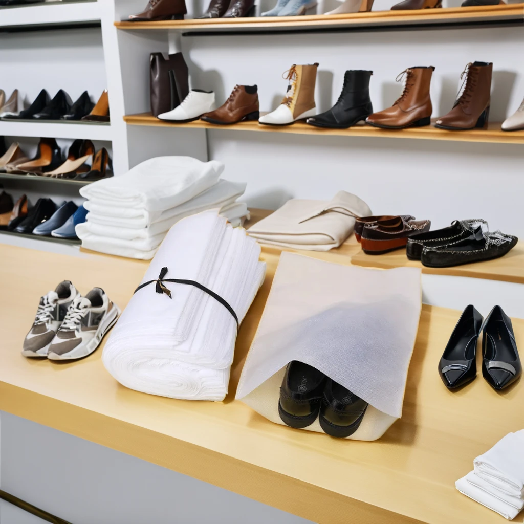 dust eco shoe bag customizable plain natural white Biodegradable recycle dust bag for shoes travel storage non woven  bags