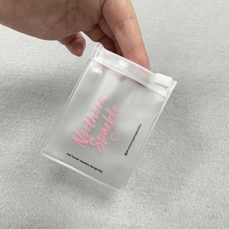 Custom Small Luxury Earrings Packaging Bag Mini Ziplock Bag Frosted Ziplock Bags With Logo Zipper For Jewelry