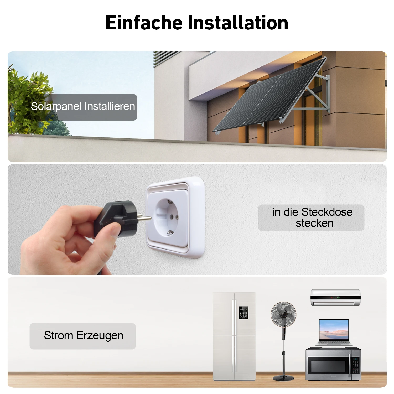 Plug And Play Balcony 400W Single crystal Solar System Germany Small On Grid Balcony Solar System
