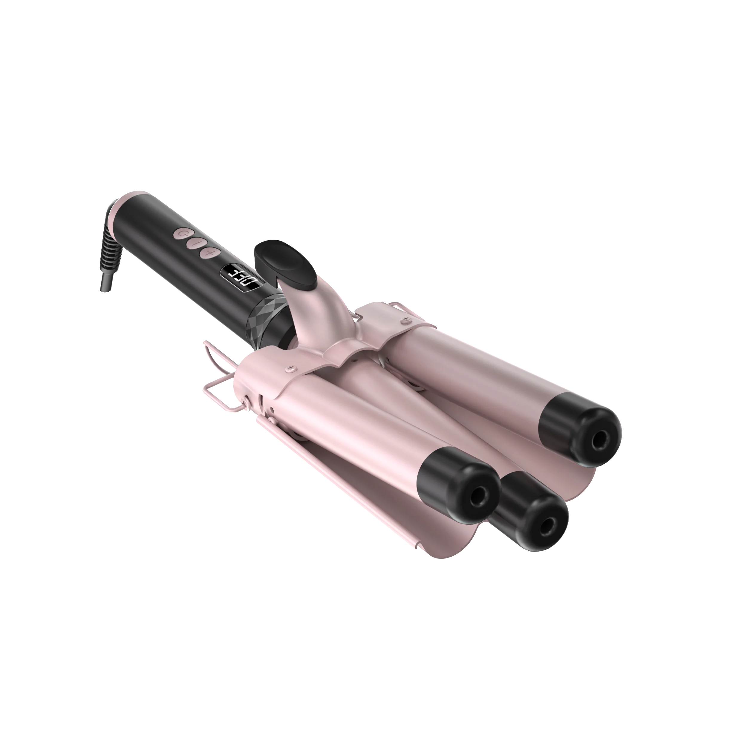 Top Selling LCD Temp Display Hair Crimper 3 Barrel Curling Iron Wand Dual Voltage Cordless Hair Curler For Home Use
