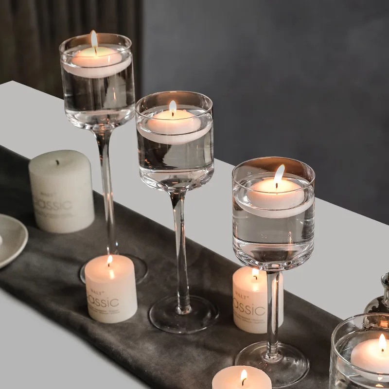 Glass Cylinder Candle Holder Tall Glass Candle Holder Table Clear Candlestick Cup Glass containers for candles Wedding Decor
