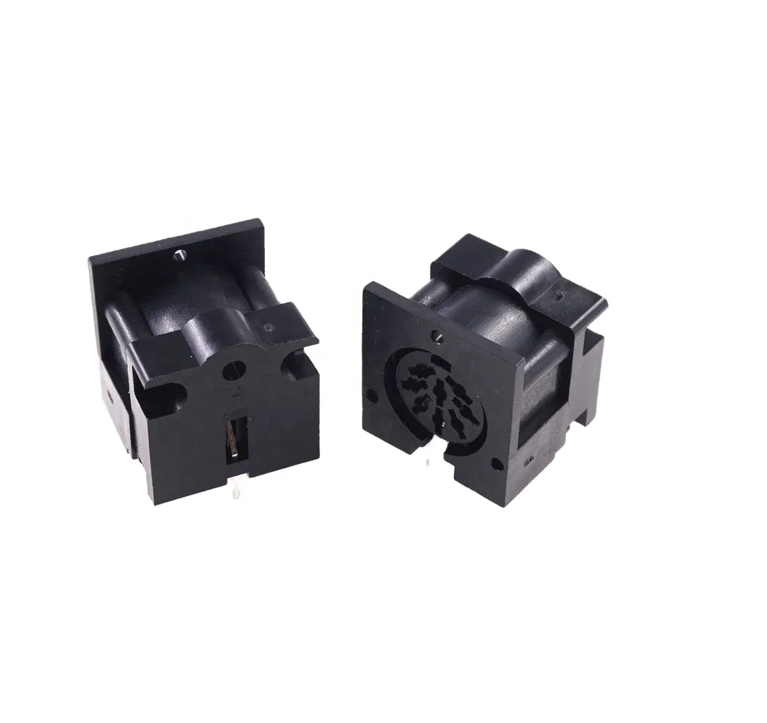 Circular Din Connector Receptacle 8 Pin 270 Degree Female Socket PCB Solder Right Angle Through Hole 100V 2A