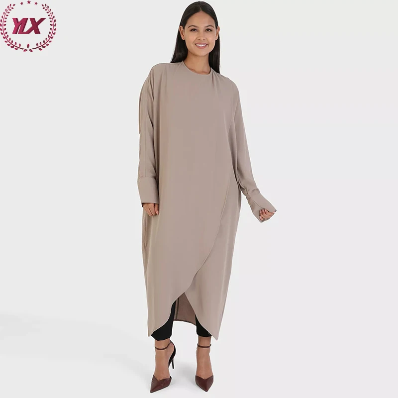 Simple Style Plus Size Muslim Ladies Blouse High Quality Hotsale Long Sleeve Middle East Arab Clothes Casual Islamic Tunic