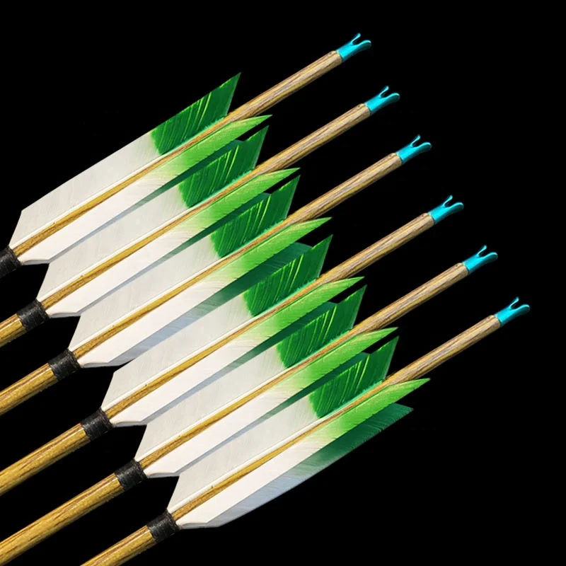 Alibow Four Feather Carbon Arrows for Horse Back Archery Mounted Archery  Wooden Pattern