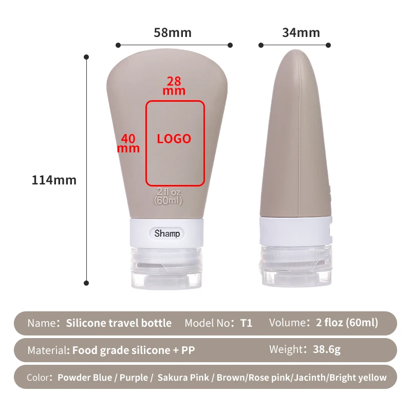 Hot Sale Portable Squeezable 37ml 60ml 89ml Set Toiletry Bottles Travel Kit Silicone Travel Bottles With Lid