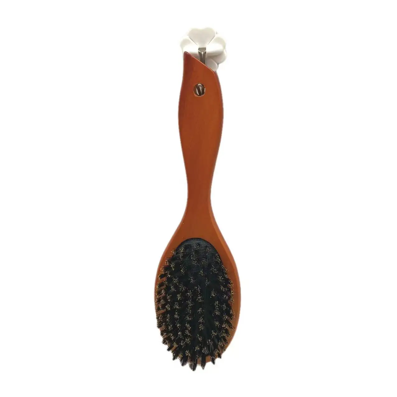 100% Pure Boar Bristle Hair Brush Wooden Handle Straightening Comb Short Brush Promote Healthy Hair and Scalp Reduce Hair Loss