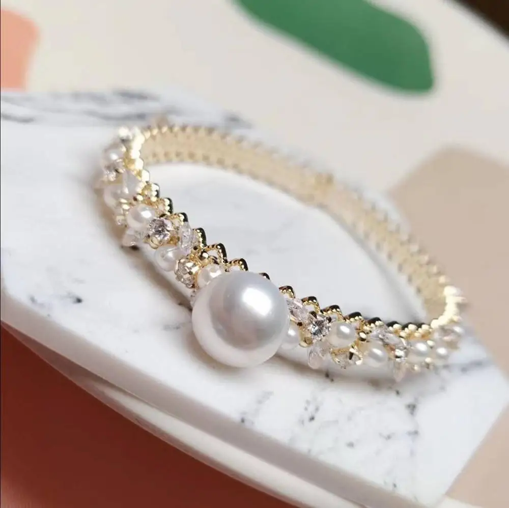 freshwater pearl  bracelet 14k winding Gold thread  for woman pearl jewelry wholesale