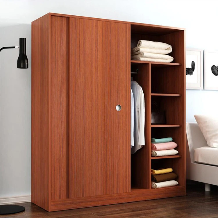 Modular Custom Wooden Panel Design Sliding Door Wardrobe Simple Modern Bedroom Closet Wardrobe Storage Cabinet