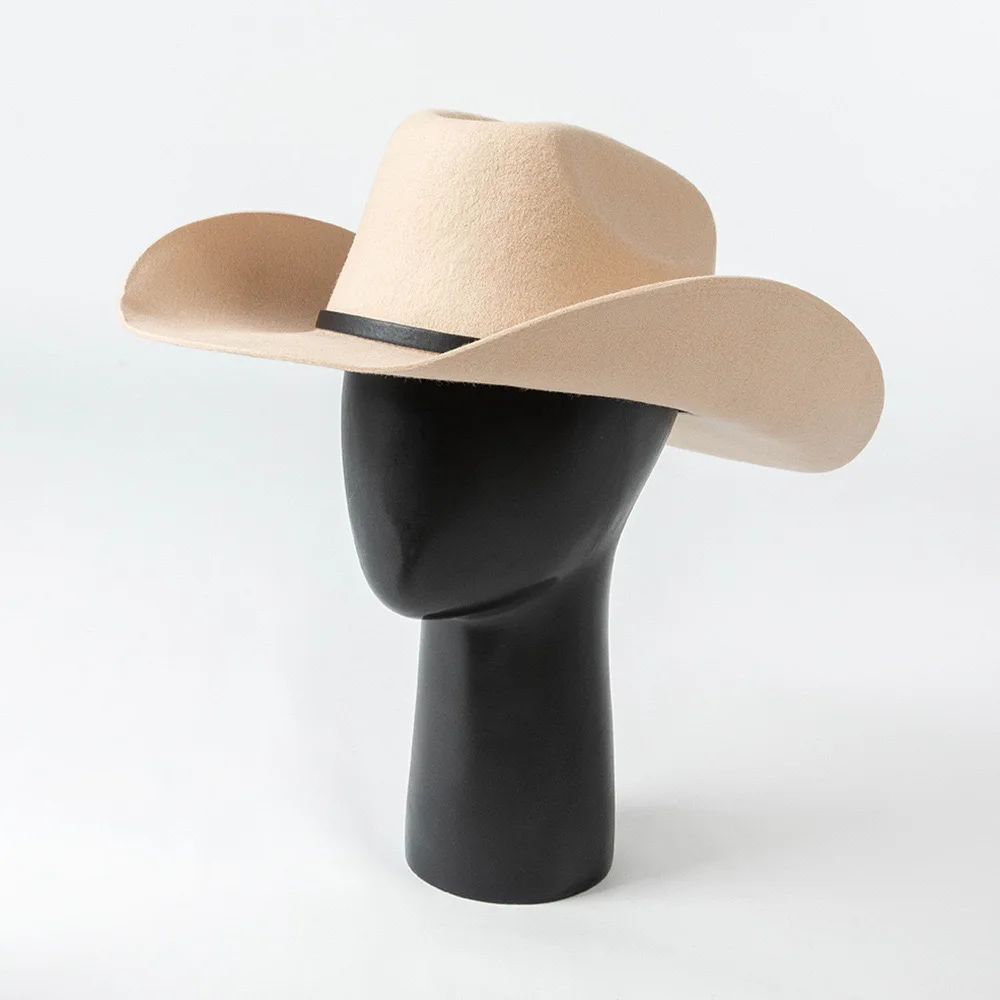 Wholesale 2024 New Arrival Dee Sombreros 100% Wool Felt Mexican Men Cowboy Hat with Rivets Leather Belt 5