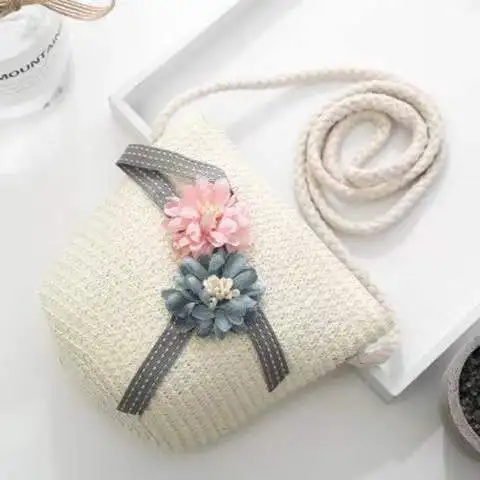 Straddle Straw bag beach for baby children girls out door cute colorful straw Woven Bags