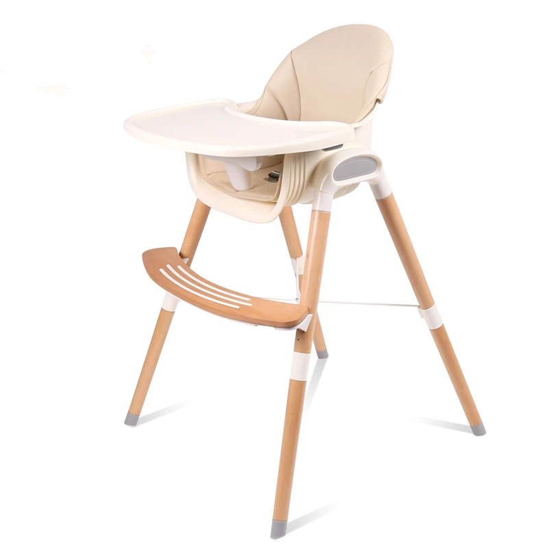 Baby Wood High Chair with Adjustable height and Rocker function for feeding