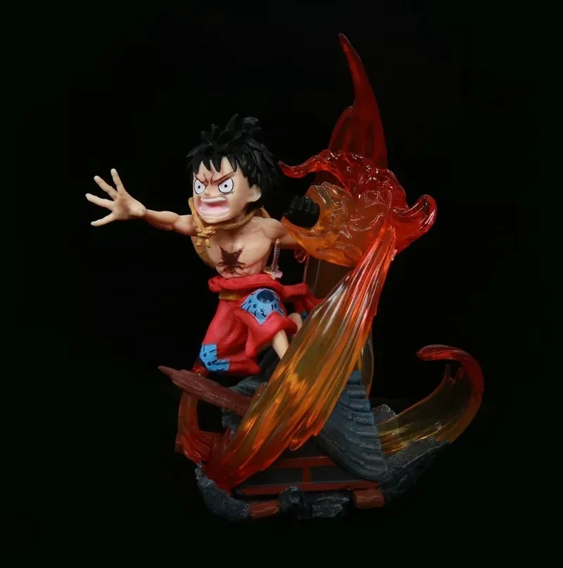 14cm one piece Kimono Monkey D Luffy Gear Second Battle Ver. Red Rock PVC Action Figure Collectible Model Toys Doll Gifts