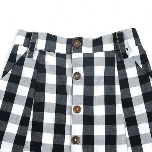
Kids fashion wholesale gingham cotton and linen baby girls skirt 