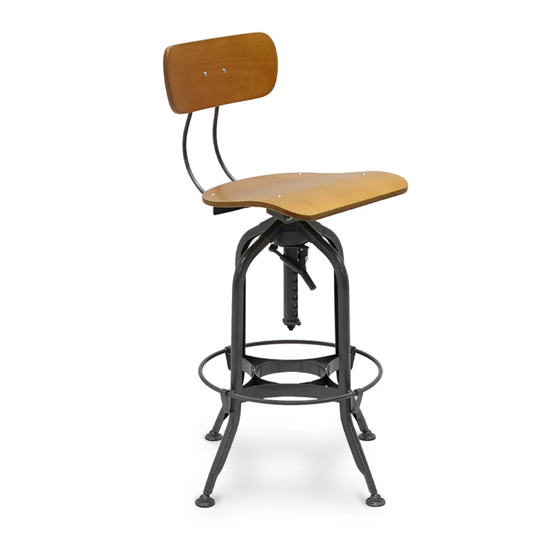 China Supplier Bar Furniture Wood High Bar Stool Chair with Metal Legs