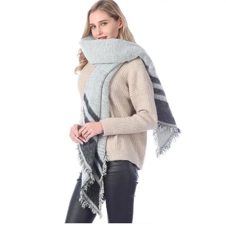 autumn warm luxury styles designer scarfs Women Shawl Knitted Poncho winter check scarf