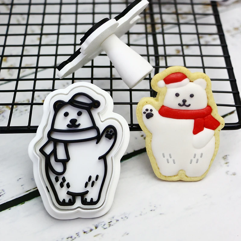 Hot Sale 3D Cartoon Christmas Tree Cookie Stamps Plastic Biscuit Cutter Mold Series Buy 1 Give 1 for Weddings and Parties