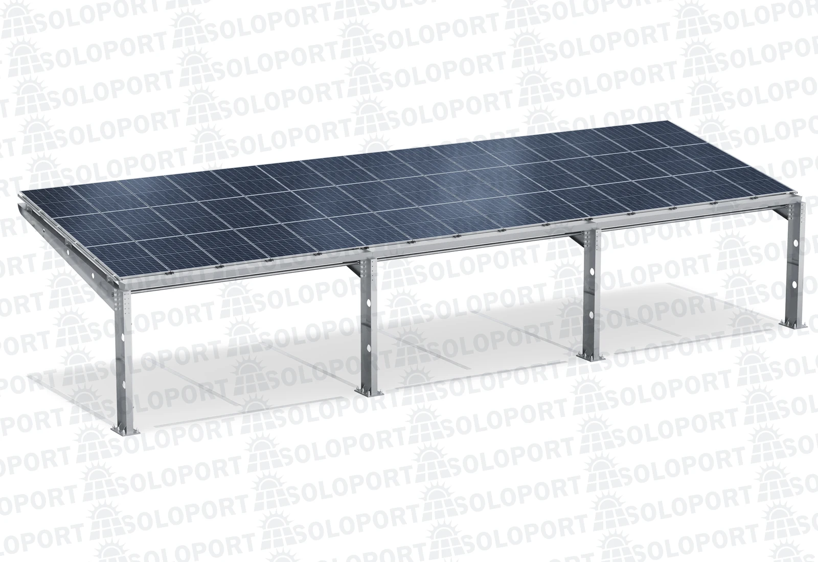Soloport Brand PP2-G6300 One-Sided Car Park Canopy 15 Solar Modules Steel/Metal Car Park Roofing Base Field Carports Garages
