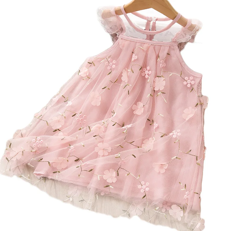 Летняя детская одежда, яркое милое кружевное платье, детское платье принцессы без рукавов (62289480304)