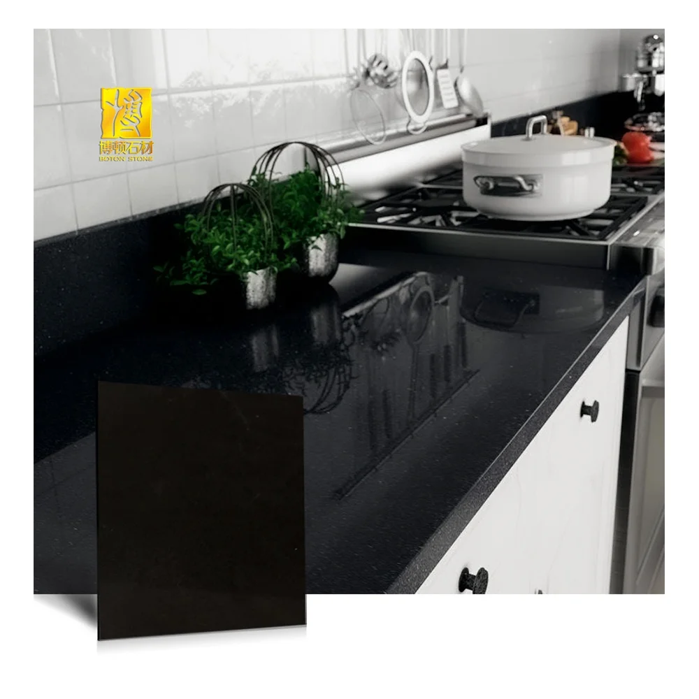 BOTON STONE Natural Stone Price Kitchen Countertop Shanxi Black Granite Absolute Black Granite