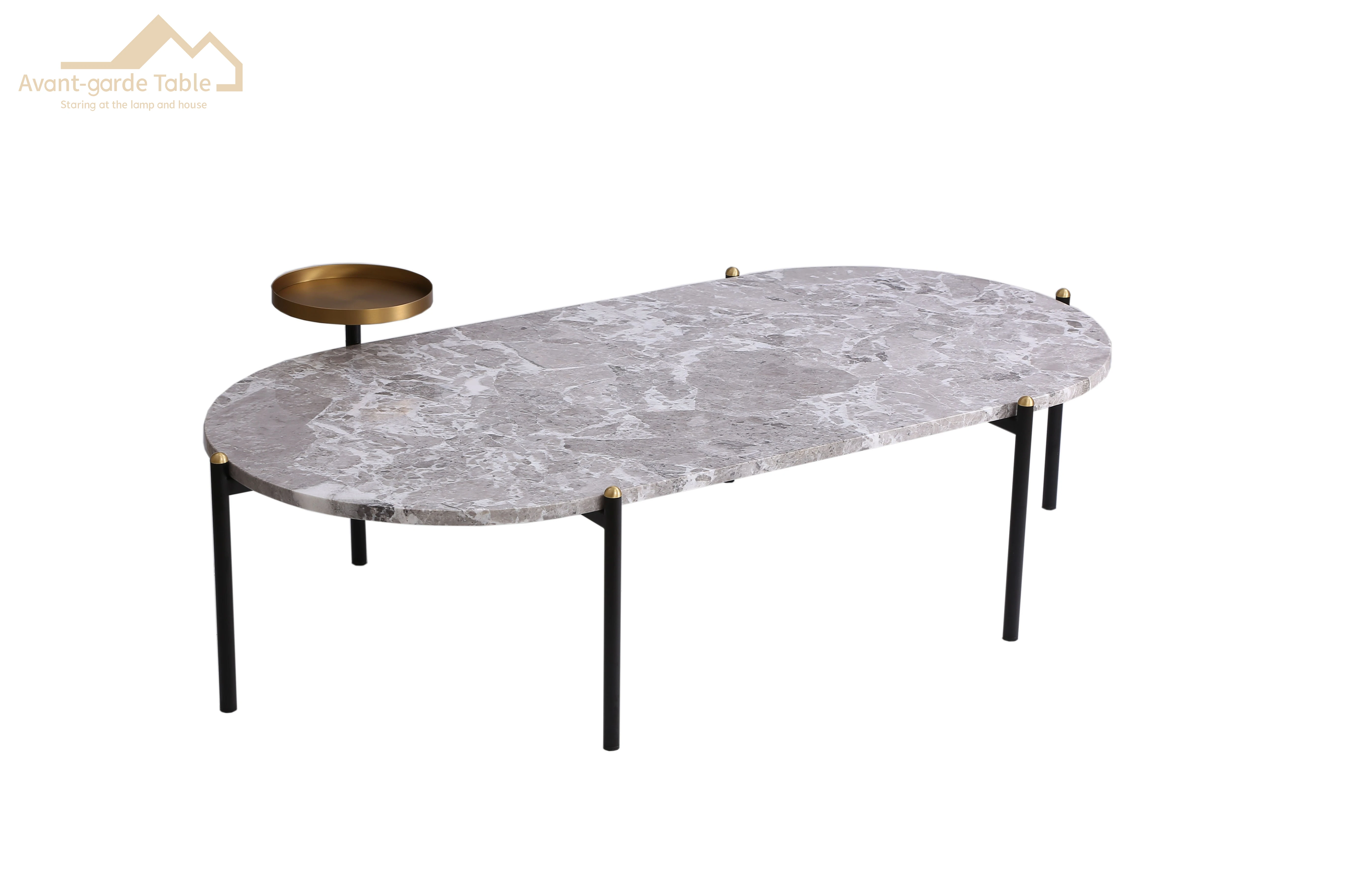 Factory Custom Oval Coffee Table  Home Decor Real Natural  Marble Top Center Tea Table for Living Room
