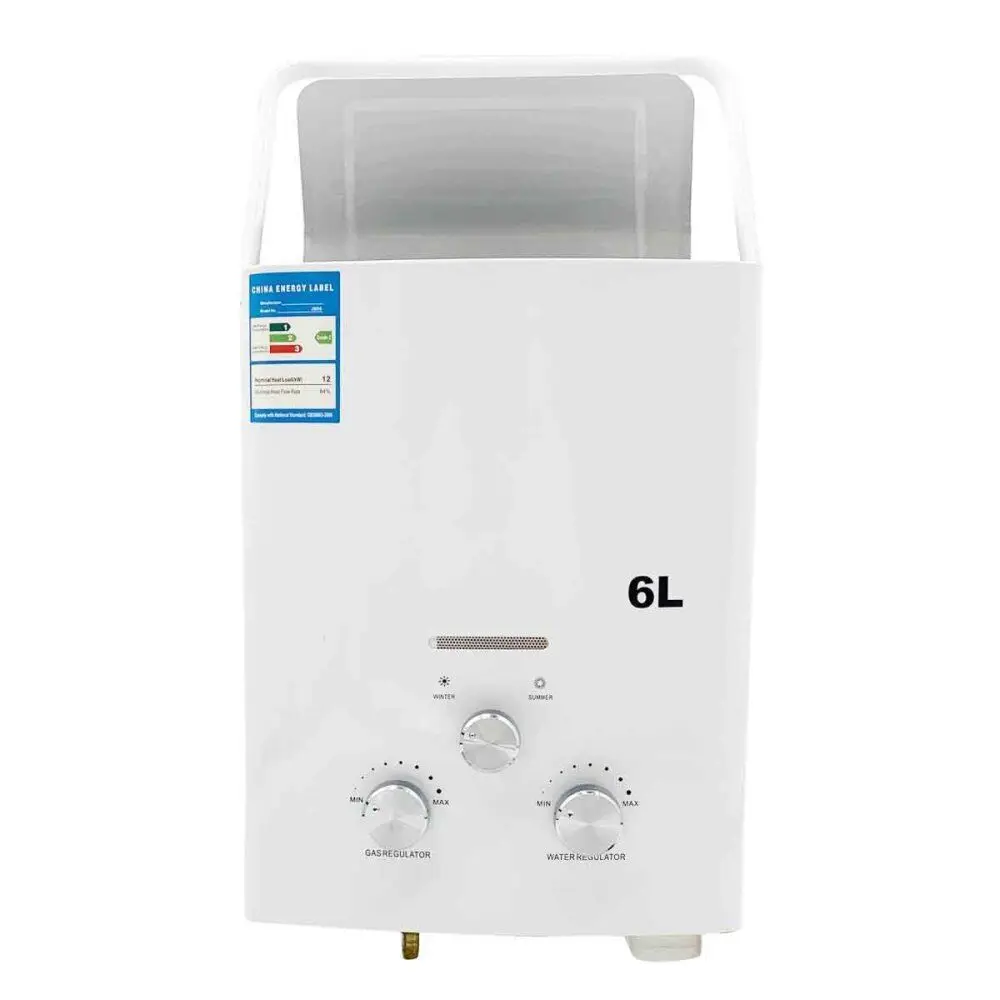 New Camping Gas Water Heater Mini 6L Lpg Gas Geyser Propane Gas Boiler For RV Outdoor Shower
