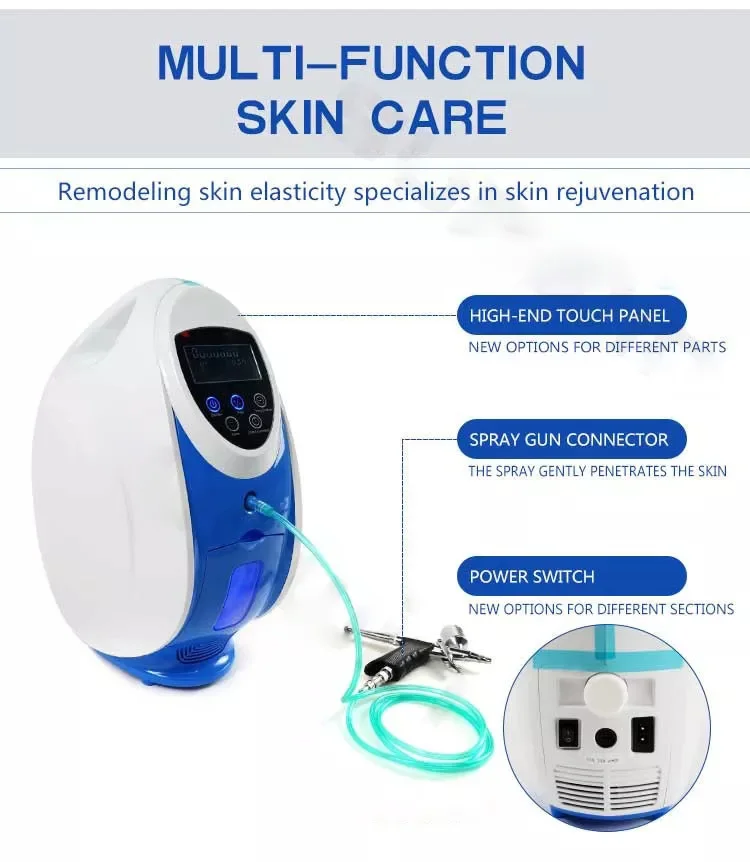 Korea O2toderm Oxygen Facial Machine Otoderm Oxygen Skin Rejuvenation Spray Gun Jet Peel Oxygen Dome Therapy Beauty Machine
