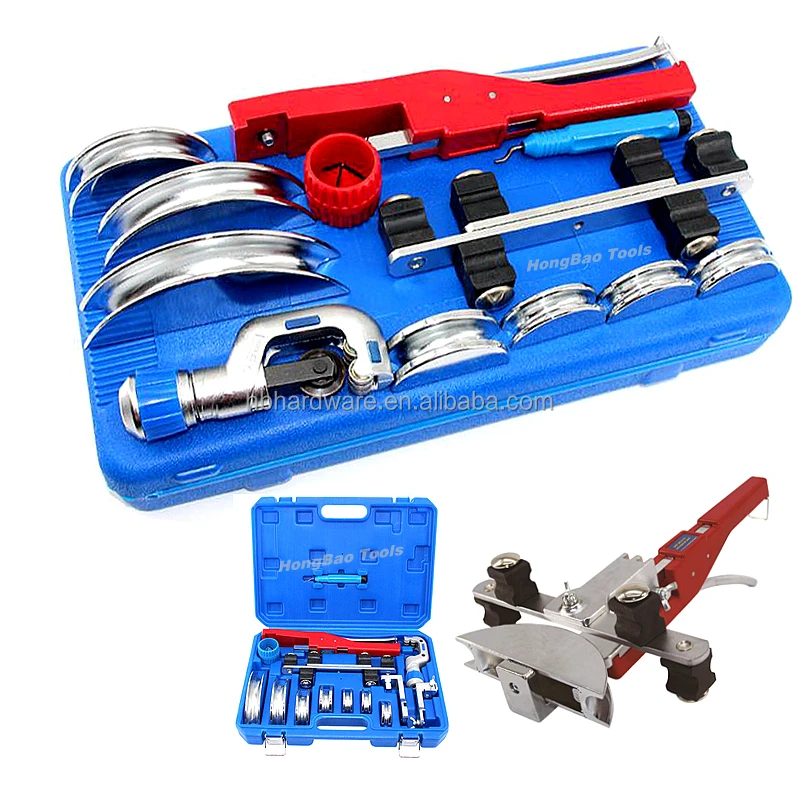 Compact Plumbing Copper Aluminum Tube Pipe Bender Bending Kit Refrigeration Ratcheting Tubing Benders Hand Bending Tool Set Kit