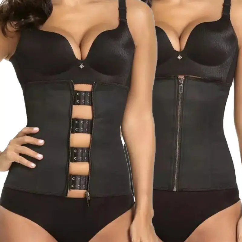 7 Steel Boned Underbust Slimming Waist Shapers Zip & Hook Slimming Sheath Latex Girdles Corset Plus Size