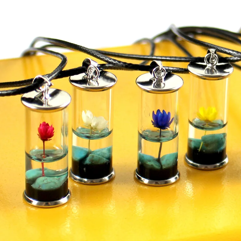 Fashion Diy Daisy Flower Pendant Necklace Wish Bottle Dried Flower Resin Glow Necklace Jewelry For Women Girls