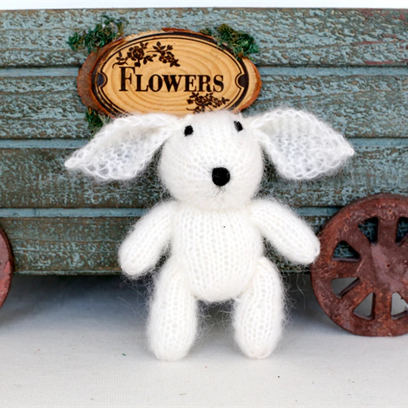 Newborn prop toy teddy bear knitted Bear toy for Photo props Crochet Mohair Animal Stuffed Christmas Gift Crochet Pig