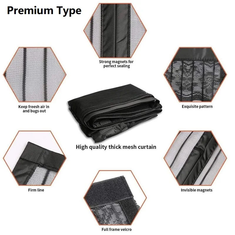 Premium Reinforced Fiberglass Heavy Duty Magnetic Mosquito Net Curtain Magnetic Mesh Screen Door