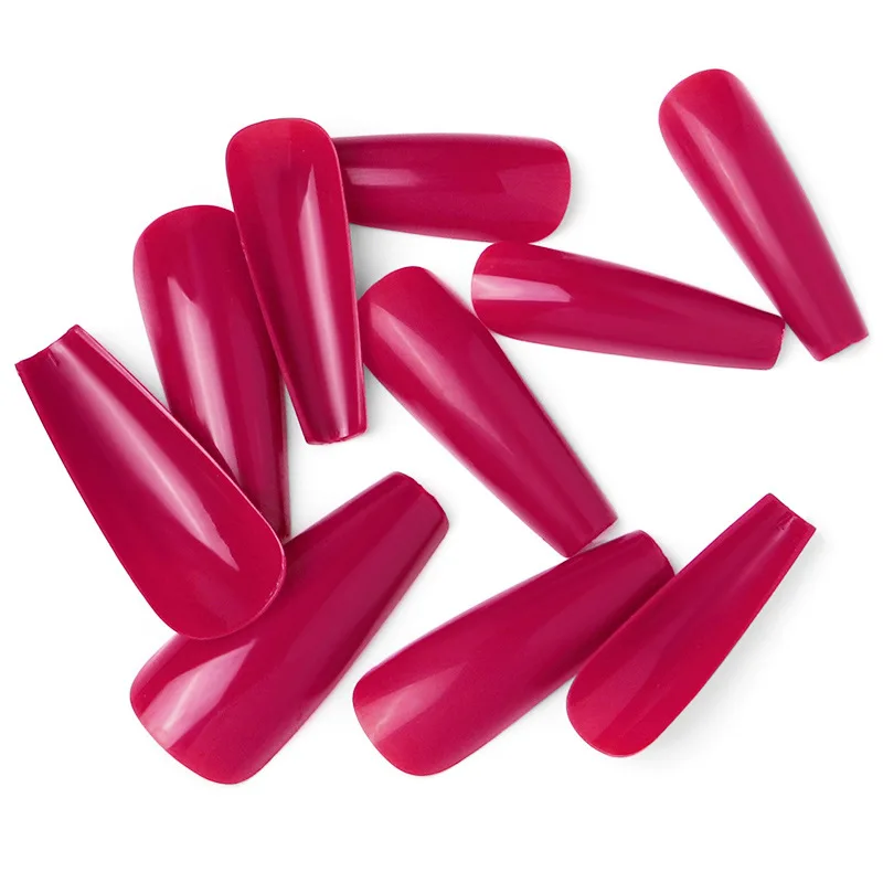 European and American long ballet tips Wear a small blue box full sticker Ballet False Nails Color Solid press on Nail Patch