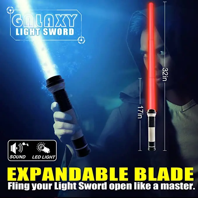 Boys Lightsaber Sword Toy Party Favor for Adult Kids Cosplay Light Up Saber with Sound 7 Colors Retractable Lightsaber for Kids